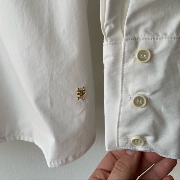 NWT Eterne Cotton Poplin Button Down Up Blouse Shirt Top White - Picture 7 of 11